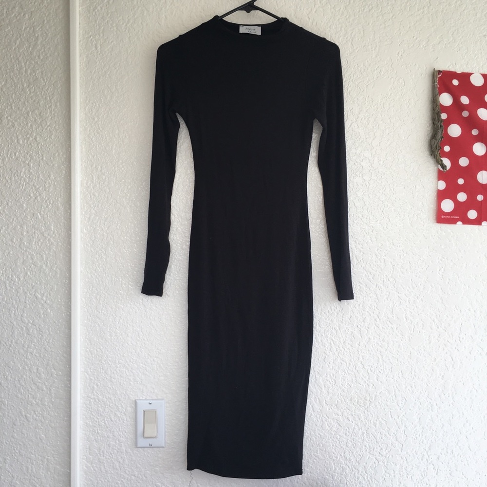 black long sleeve midi